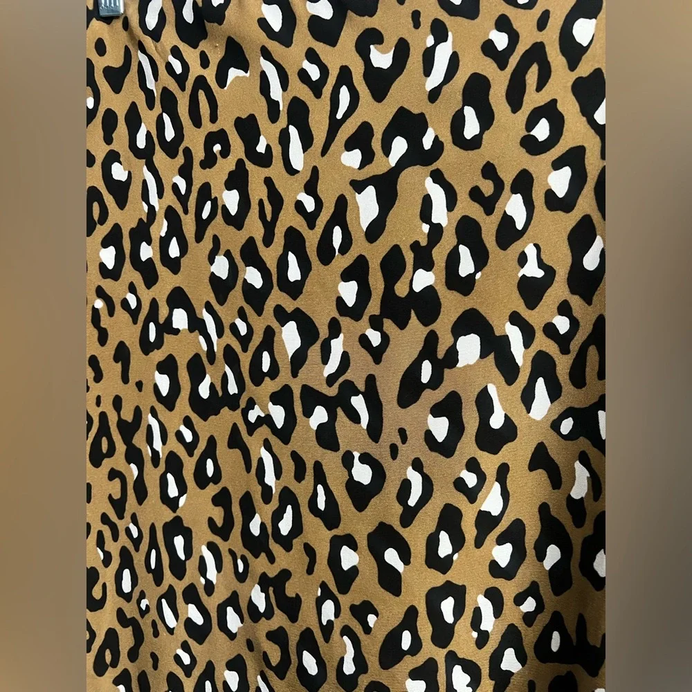 Diane Von Furstenberg  DVF Leopard pencil Skirt Brown Black sz 8 - Picture 3 of 5